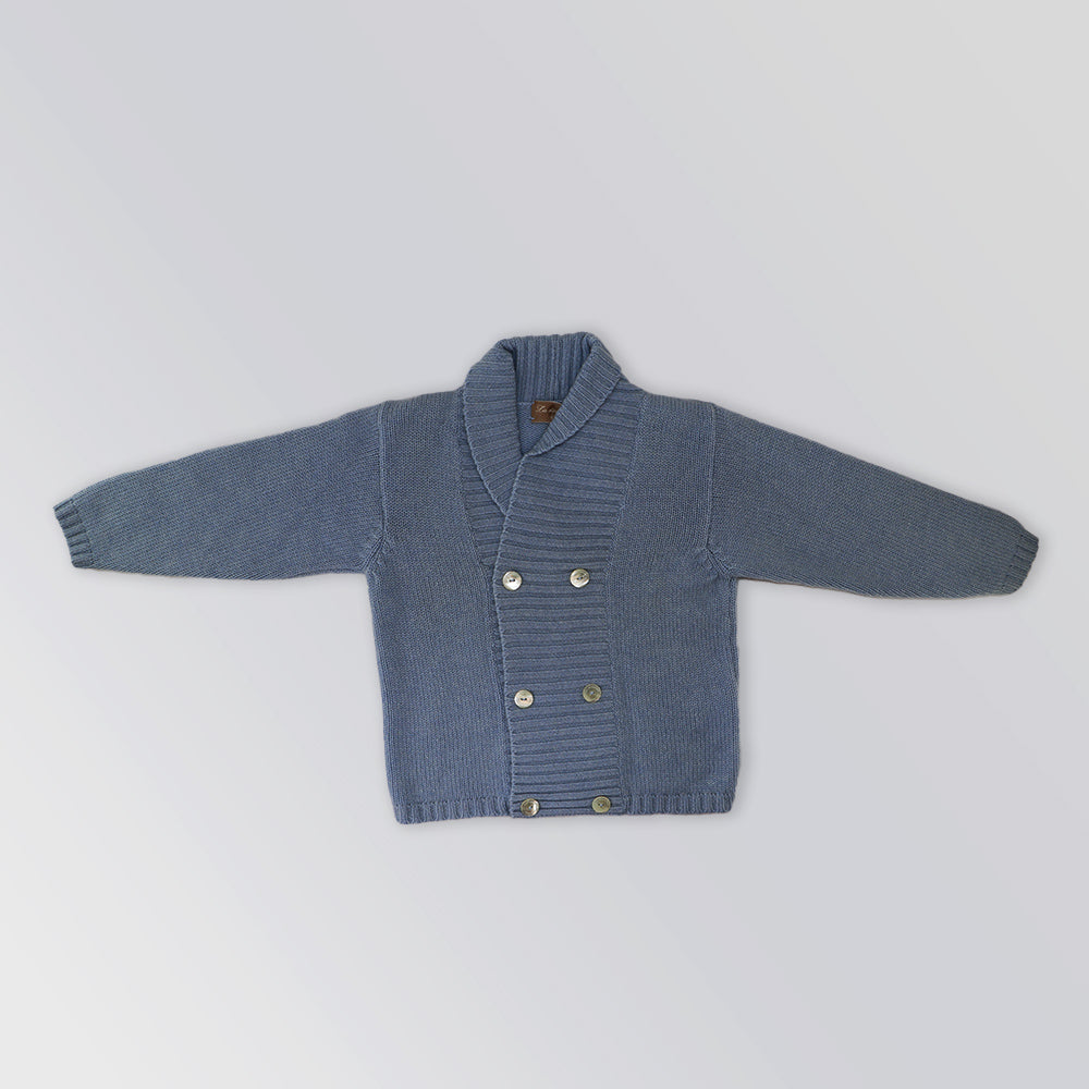 Elegant La Stupenderia Space Grey Knitted Button-Up Cardigan for Kids