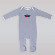 Magnolia Baby Flying A Applique Light Blue Cotton Footie