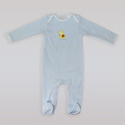 Magnolia Baby Blue Bubbles Applique Cotton Baby Romper Outfit