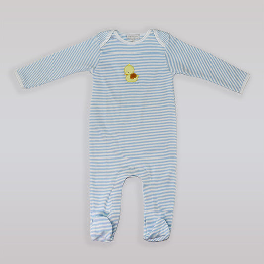 Magnolia Baby Blue Bubbles Applique Cotton Baby Romper Outfit