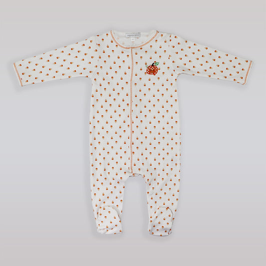Magnolia Baby Embroidered Little Pumpkin Infant Footed Sleepsuit Orange