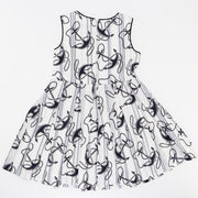 Rachel Riley Girls Ivory and Navy Maxi Anchor Print Dress