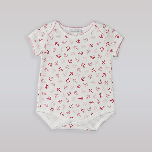 Magnolia Baby Anchors Away Pink Cotton Baby Footie Romper