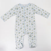 Magnolia Baby Blue Counting Sheep Print Soft Pima Cotton Footie