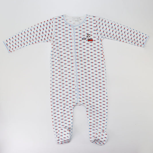 Magnolia Baby Blue Emergency Vehicle Embroidered Long Sleeve Footie