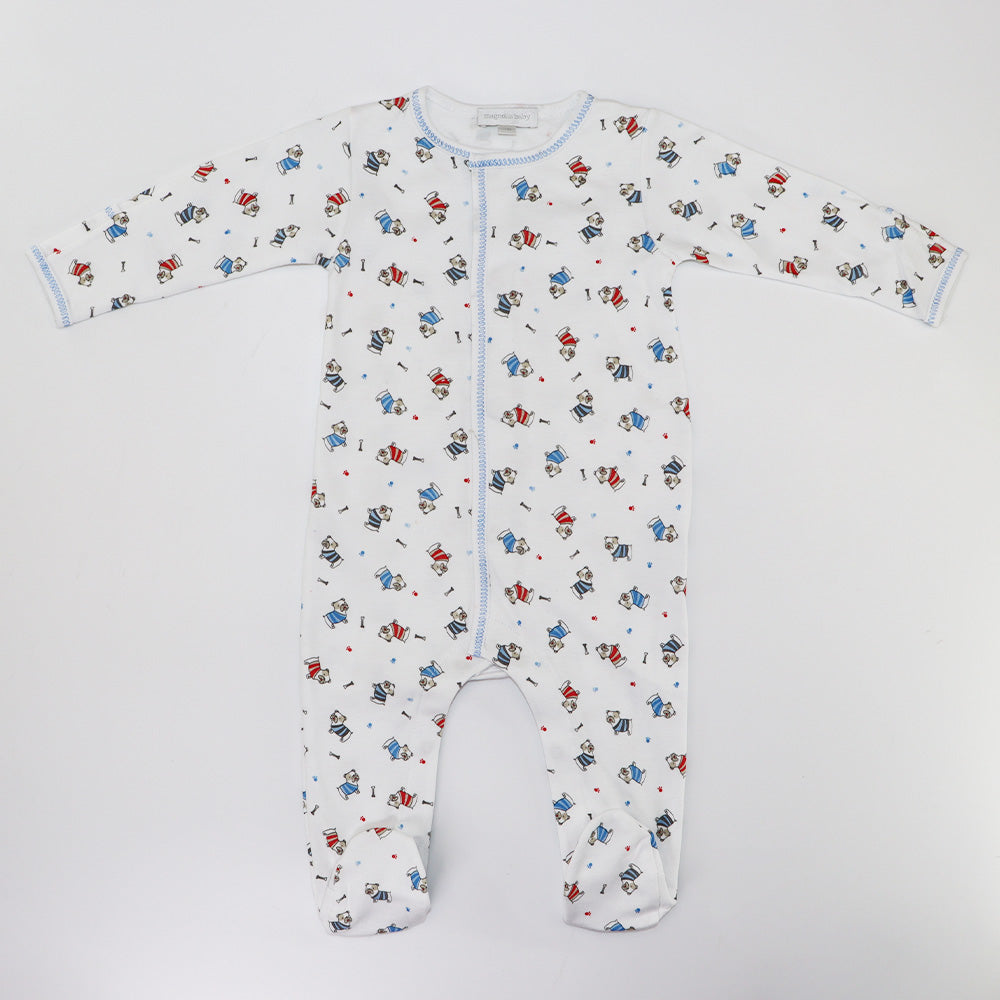 Magnolia Baby Billy Bulldog Embroidered Pima Cotton Footie Sleepsuit
