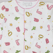 Magnolia Baby Western Fun Print Pink Cotton Footie Sleepsuit