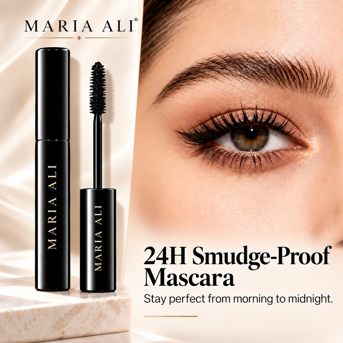 Big Gel Waterproof Mascara by MARIA ALI -Volumising & Long-Lasting 24-Hour Wear up 12x Volume Smudge-Proof Black
