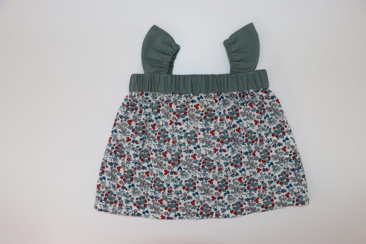 Mi Pequeno Lucas Ibiza Wing Shirt with Cherry Flower Pattern