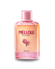 Perfume bottle labeled 'Mellow' on a white background