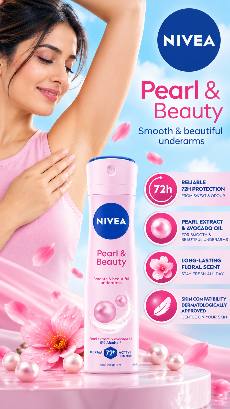 NIVEA Pearl & Beauty Female Deodorant Spray – 150ml
