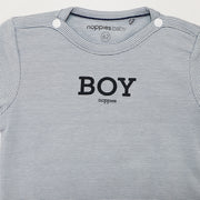 Magnolia Baby Soft Grey Blue Cotton Infant Footed Romper Pajamas