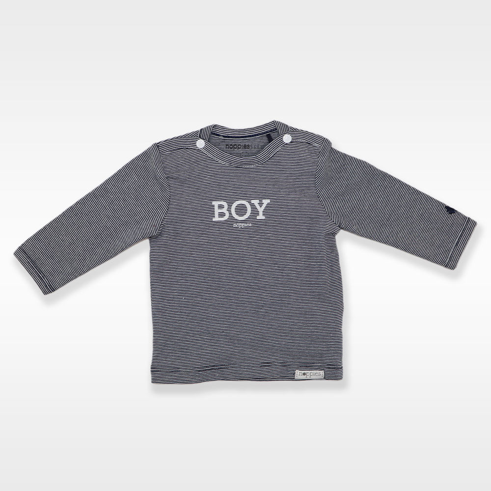 Noppies Baby Striped Cotton Long Sleeve Romper in Grey