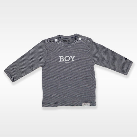 Noppies Baby Striped Cotton Long Sleeve Romper in Grey