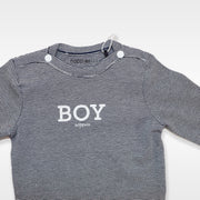 Noppies Baby Striped Cotton Long Sleeve Romper in Grey