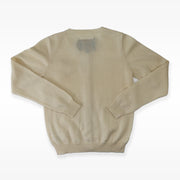Elegant Pale Cloud Bloom Knit Cardigan in Ecru Ivory Finish