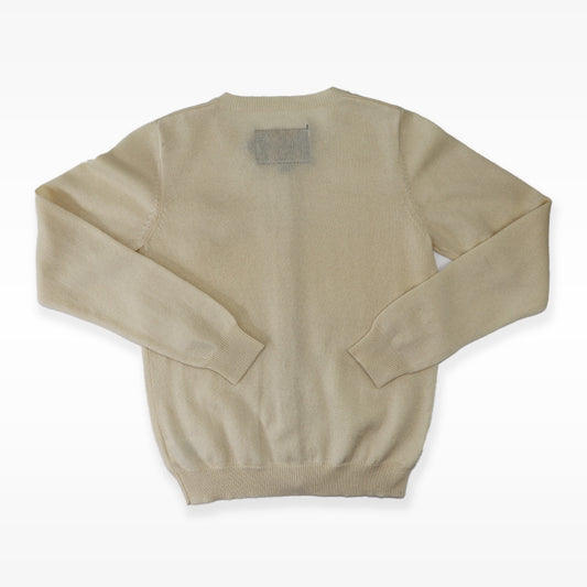 Elegant Pale Cloud Bloom Knit Cardigan in Ecru Ivory Finish