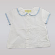 Pixie Lily Blue Trimmed Boy's Cotton Diaper Set 6 Months