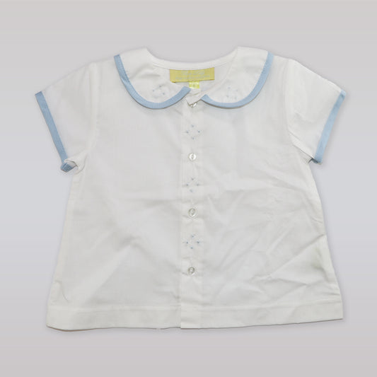 Pixie Lily Blue Trimmed Boy's Cotton Diaper Set 6 Months