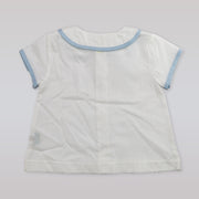 Pixie Lily Blue Trimmed Boy's Cotton Diaper Set 6 Months