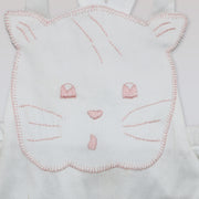 Pixie Lily White and Pink Kitty Print Cotton Baby Sunsuit