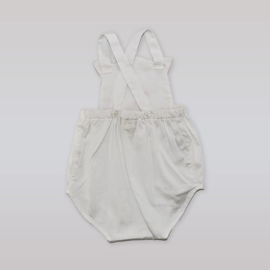 Pixie Lily White and Pink Kitty Print Cotton Baby Sunsuit