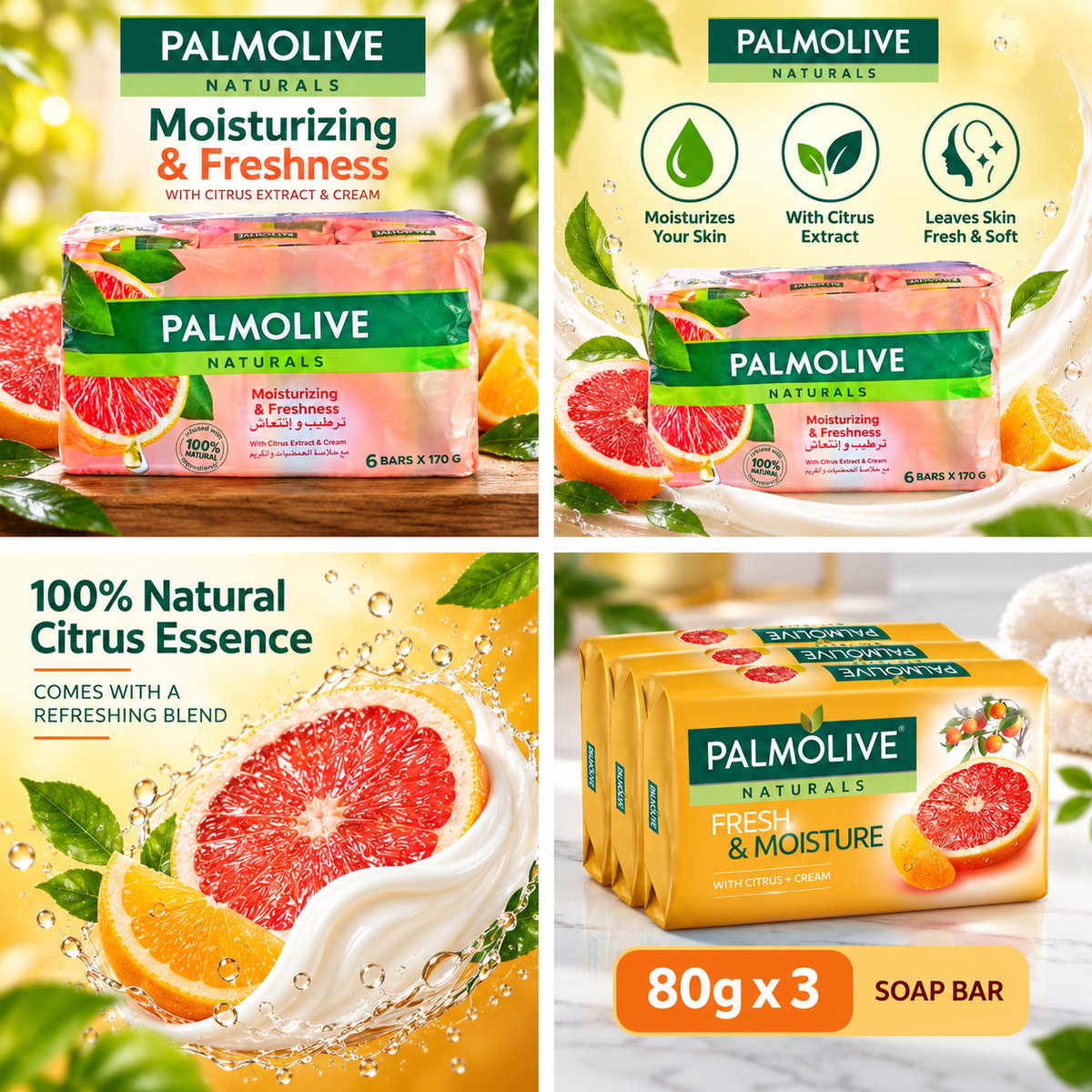 Palmolive Refreshing Citrus & Cream Soap – 170g 10Pcs