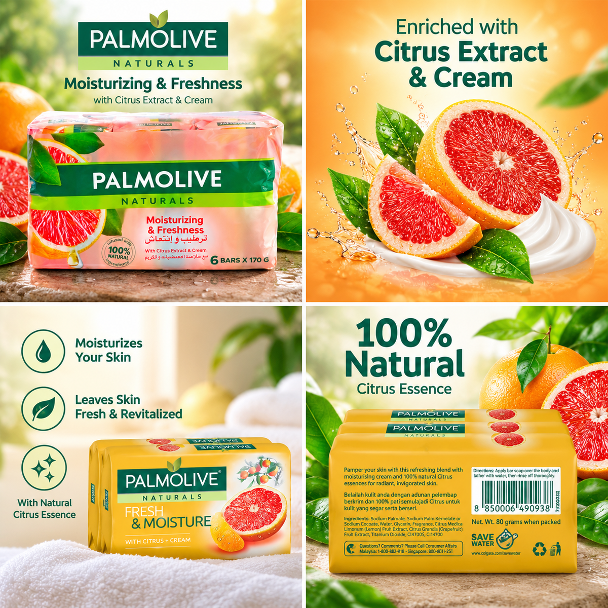 Palmolive Refreshing Citrus & Cream Soap – 170g 10Pcs