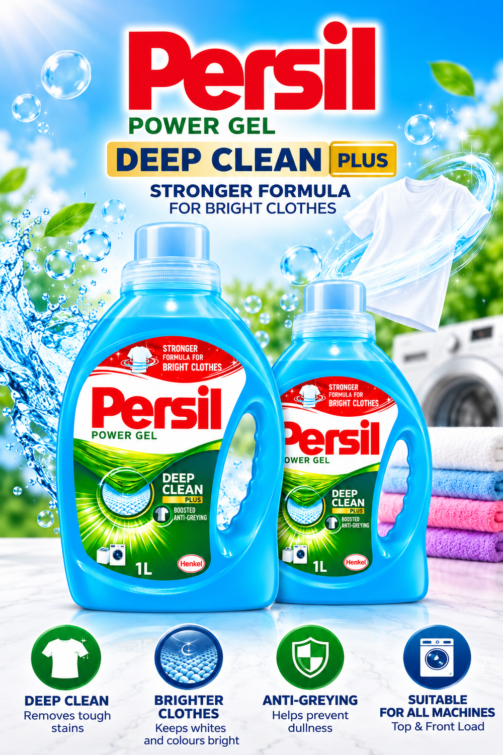 Persil Power Gel Green Liquid Detergent 1L – 2 Pack
