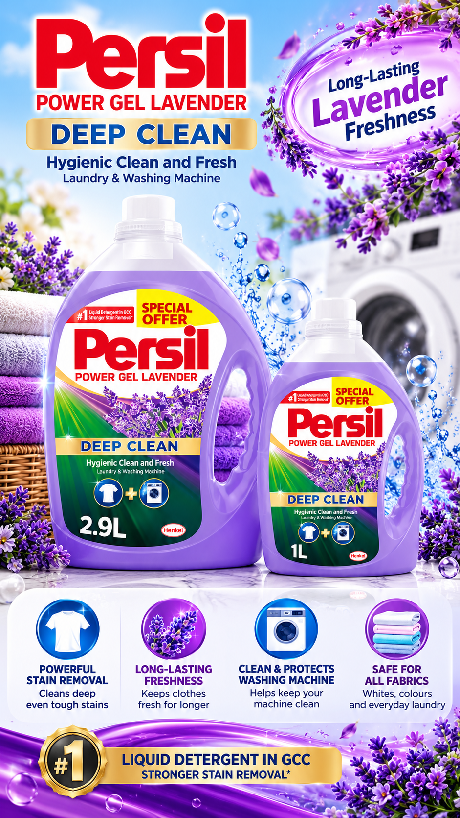 Persil Power Gel Lavender 2.9L + 950ml – 3.85L Value Pack