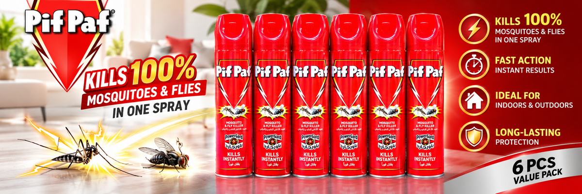 Pif Paf Red Mosquito & Fly Killer Spray 400ml – 6 Pcs Fast-Action Insect Control