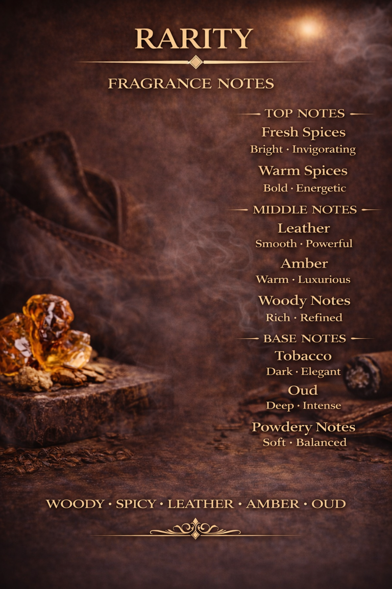 Rarity Perfume | Woody Spicy Leather Amber Oud Eau de Parfum