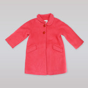 Rachel Riley Girls Poppy Red Boucle Coat with Velvet Trim