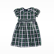 Rachel Riley Girls Navy Green Classic Tartan Plaid Party Dress