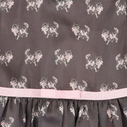 Rachel Riley Girls Grey Pink Cat Print Cotton Party Dress