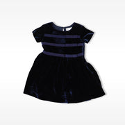 Rachel Riley Girls Navy Blue Velvet Party Dress with Bow