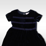 Rachel Riley Girls Navy Blue Velvet Party Dress with Bow