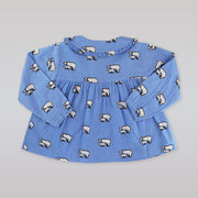 Rachel Riley Girls Blue Polar Bear Cotton Baby Doll Pajamas
