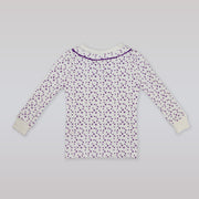 Rachel Riley Girls Mini Heart Print Lilac Jersey Pajamas