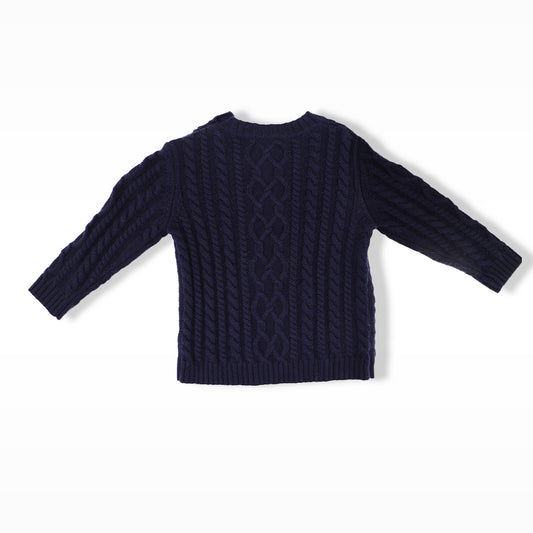 Rachel Riley Classic Navy Blue Cable Knit Cotton Sweater