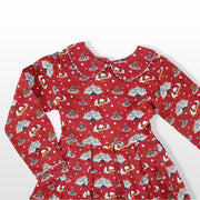 Rachel Riley Girls Bordeaux Circus Print Cotton Party Dress