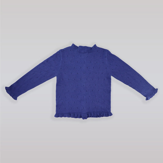 Rachel Riley Boys French Blue Diamond Knit Cotton Cardigan