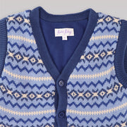 Rachel Riley Boys Blue Fair Isle Knit Waistcoat Vest
