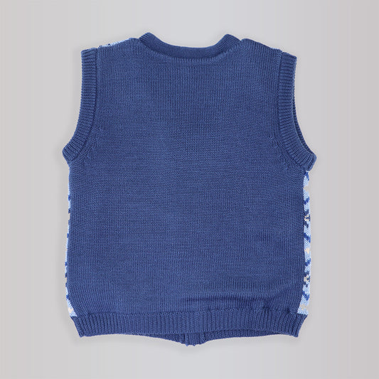 Rachel Riley Boys Blue Fair Isle Knit Waistcoat Vest