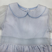 Rachel Riley Girls Blue Silk Pintuck Special Occasion Party Dress