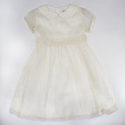 Rachel Riley Girls Off-White Silk Pintuck Occasion Dress