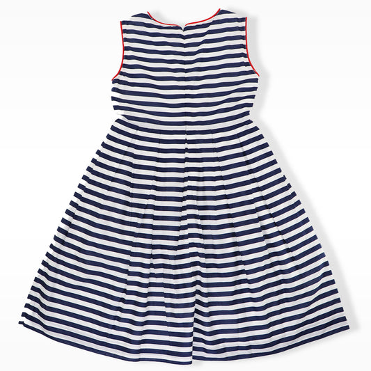 Rachel Riley Girls Nautical Stripe Sleeveless Cotton Summer Dress