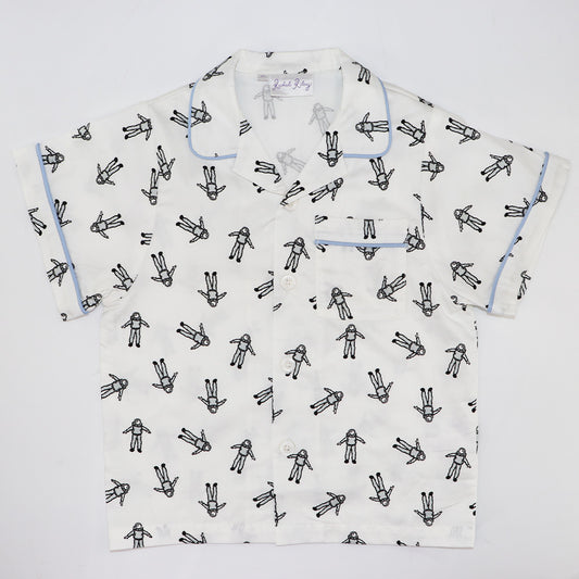 Rachel Riley Boys Astronaut Print Cotton Two Piece Pajama Set