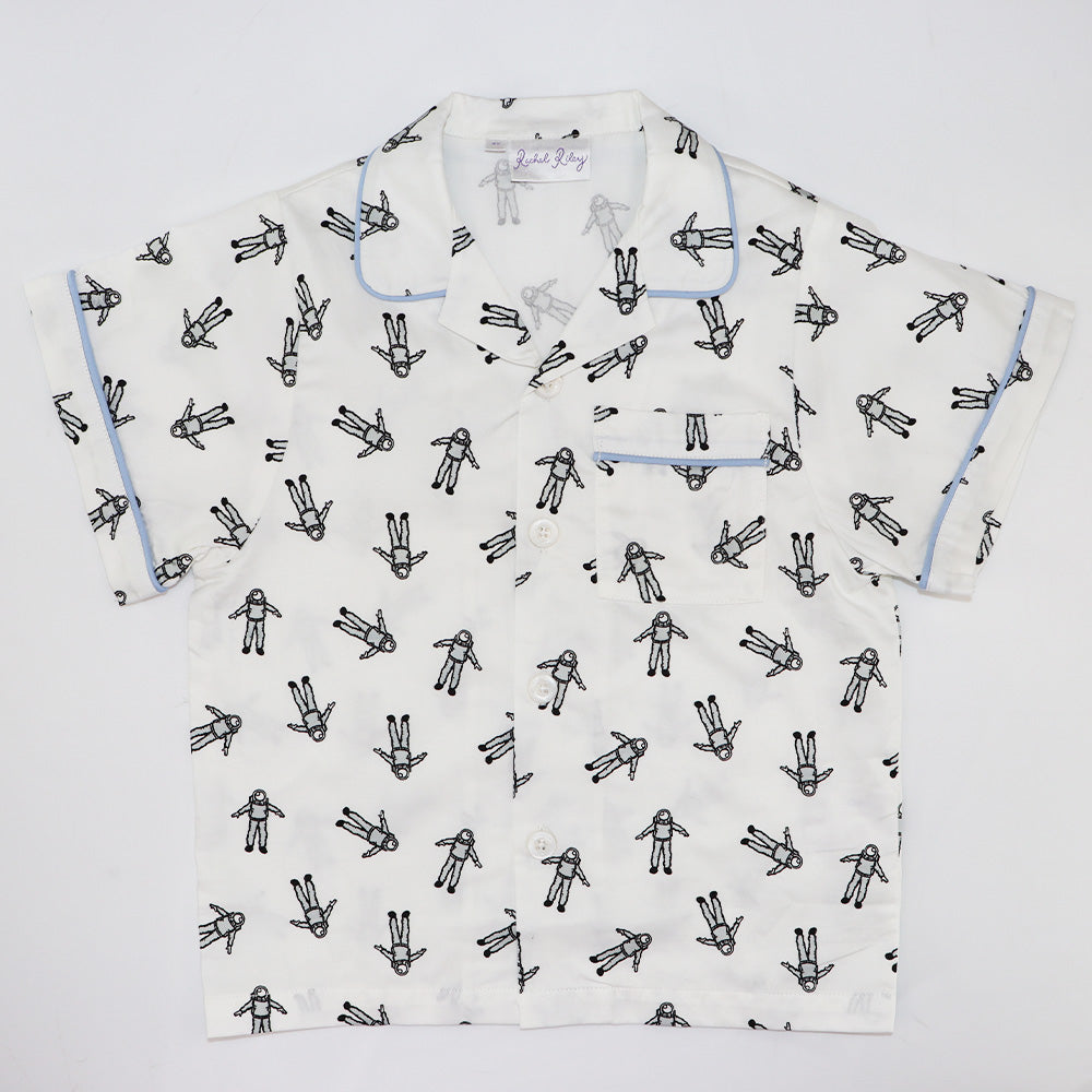 Rachel Riley Astronaut Print Cotton Two Piece Pajama Set