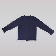 Rachel Riley Girls Navy Blue Frill Trim Cotton Cardigan